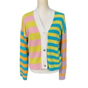Rails Geneva Mixed Stripe Oversized Cardigan Sweater Size Small